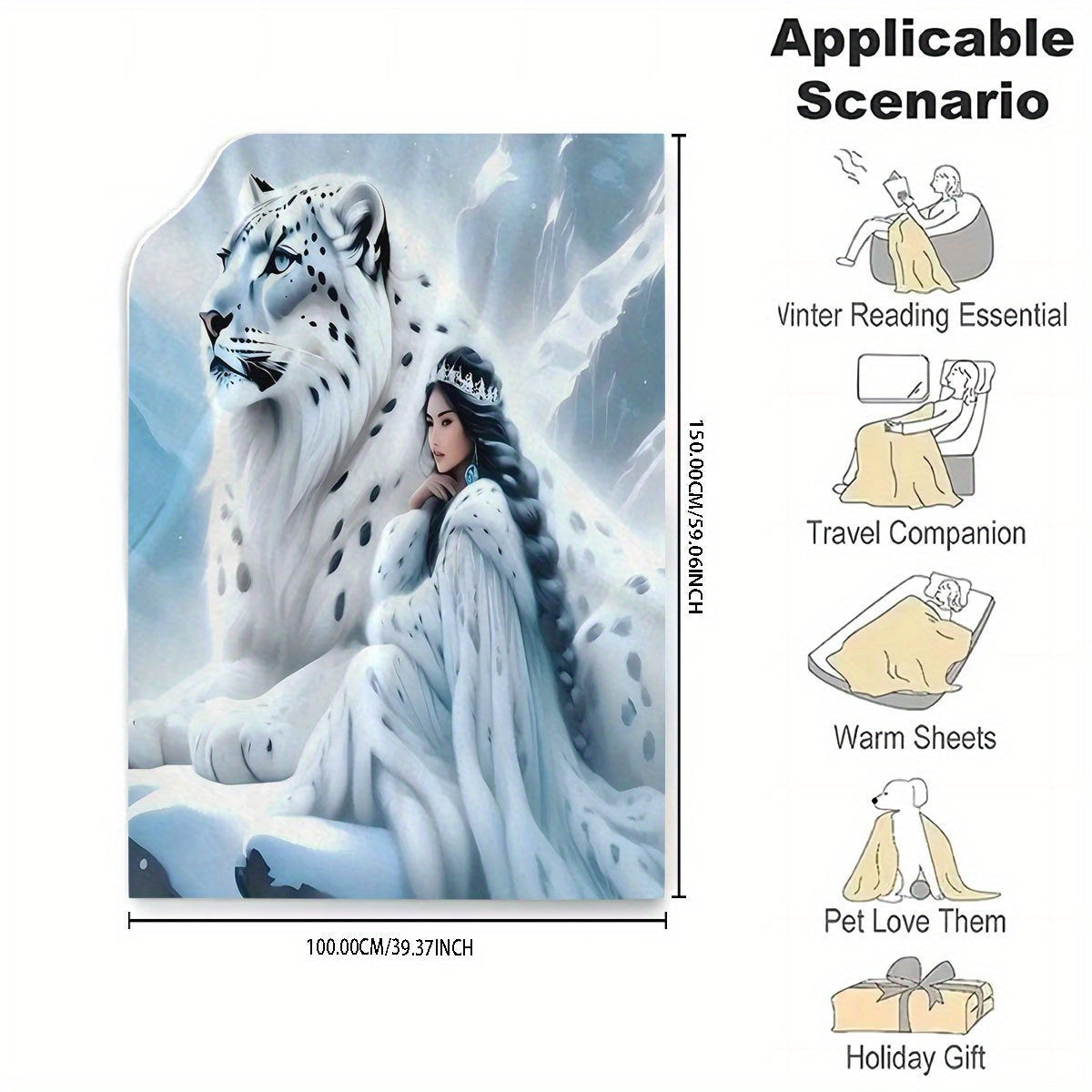 Leopard and Woman Design Flannel Fleece Blanket Hypoallergenic Washable Polyester Bedding for Living Room Couch All-Season Gift