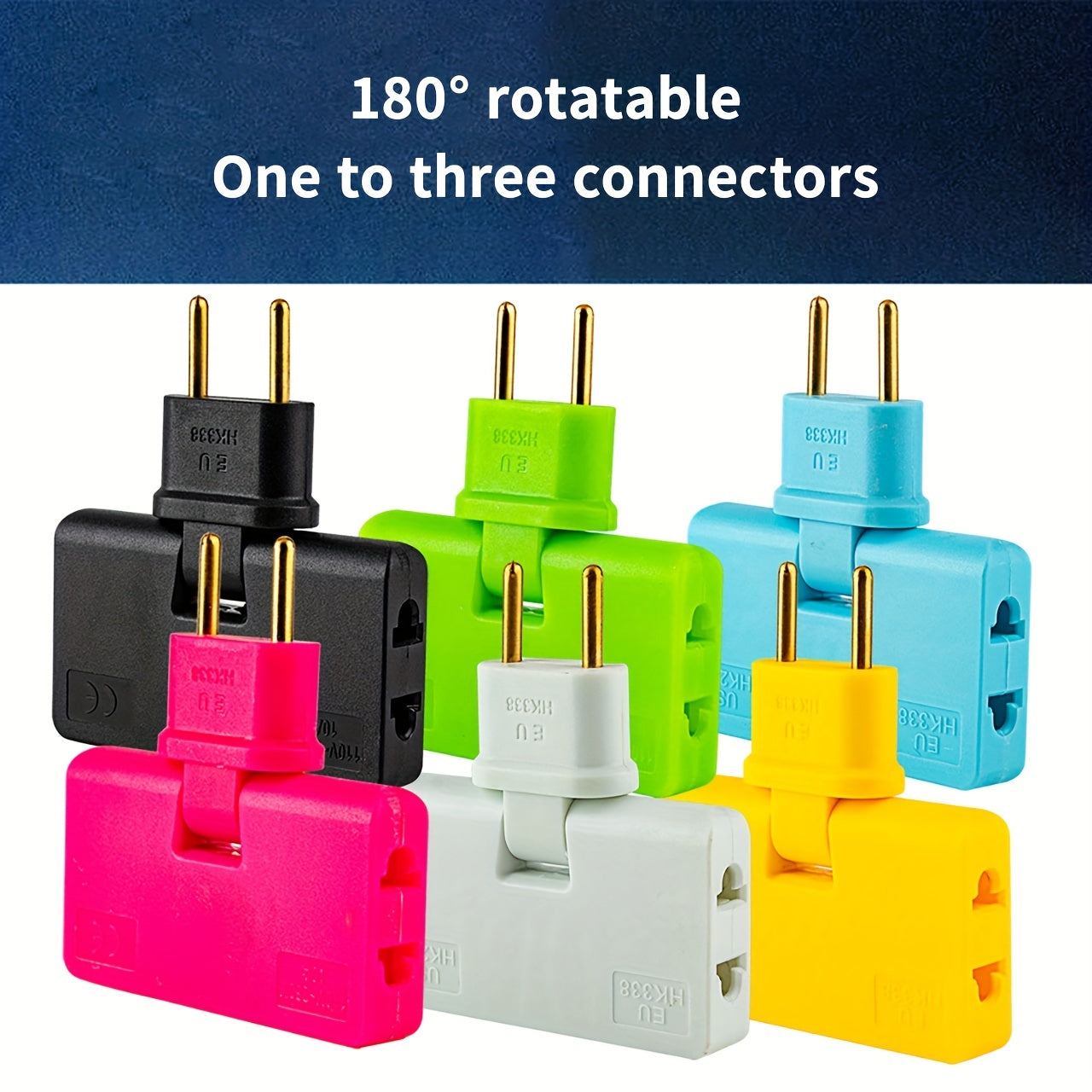 3-in-1 Rotating Outlet Adapter Swivels 180° US EU Plug 1500W Power for Home