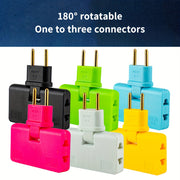 3-in-1 Rotating Outlet Adapter Swivels 180° US EU Plug 1500W Power for Home
