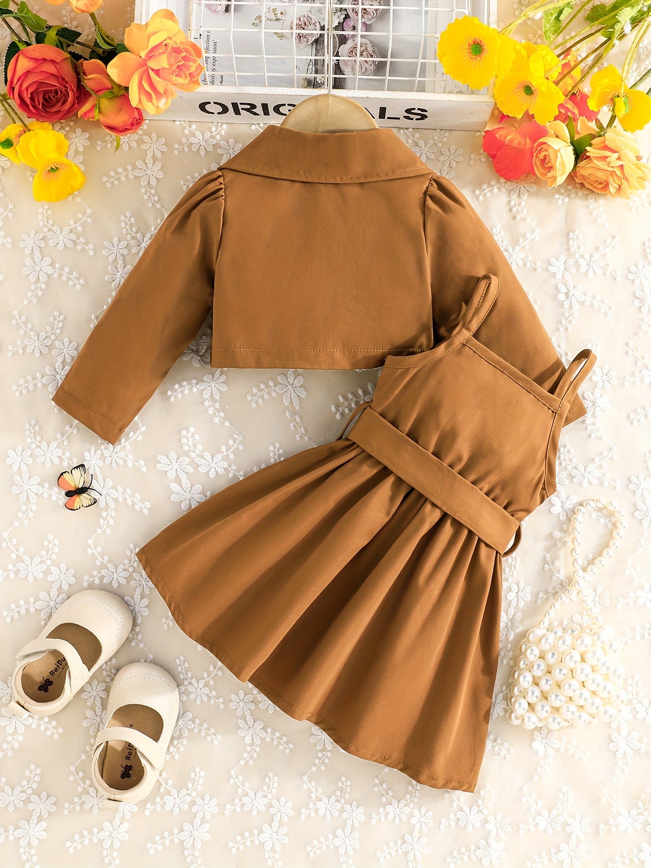 Baby Girl Dress Set Solid Color Blazer and Sundress for Toddler Infants Spring Fall