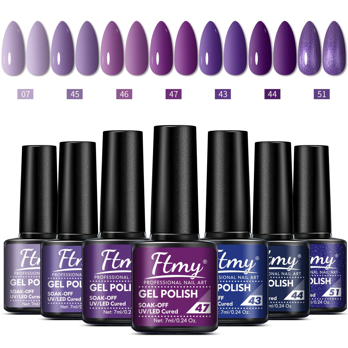 7-Piece Nail Gel Polish Set Long-Lasting UV Color Glitter Sparkling Manicure