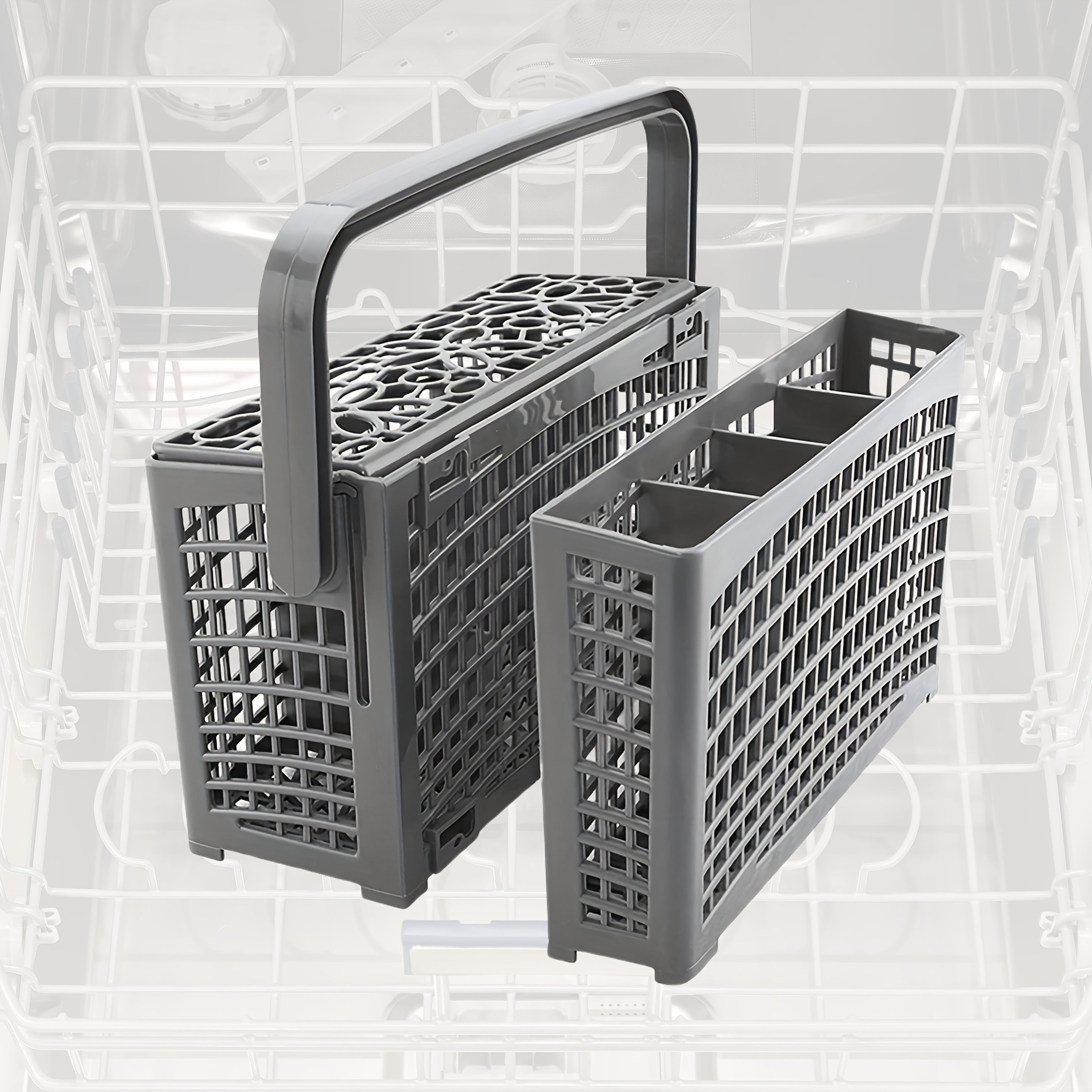 Корзина для столовых приборов для посудомоечной машины, прочный пластик, с несколькими отделениями, легко устанавливается