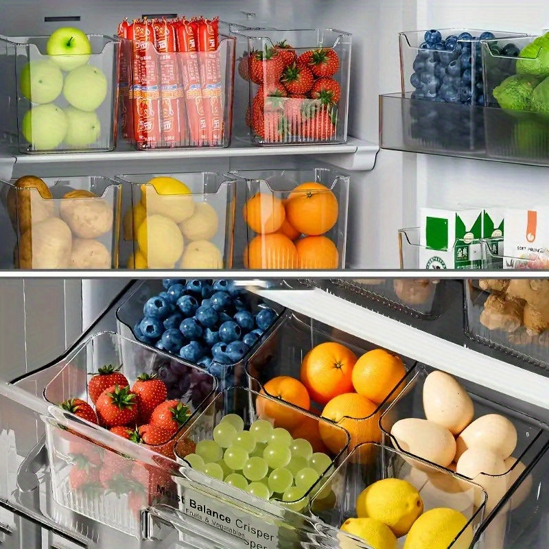 4 шт. прозрачных пластиковых контейнеров для холодильника, штабелируемый органайзер для кладовой