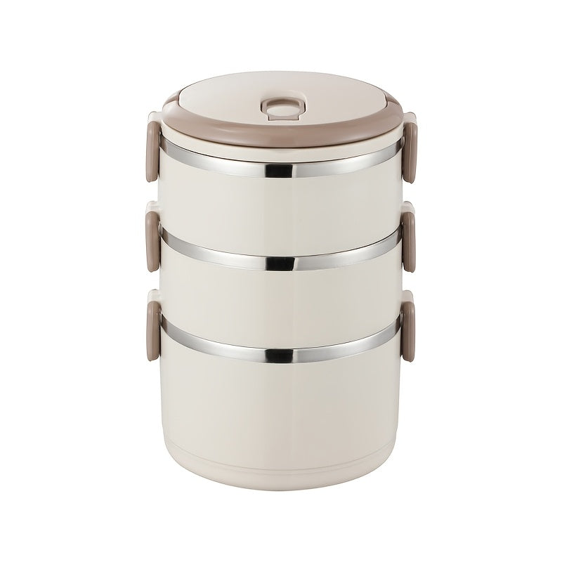 Fiambrera de acero inoxidable con tapa y asa, recipiente a prueba de fugas de múltiples capas