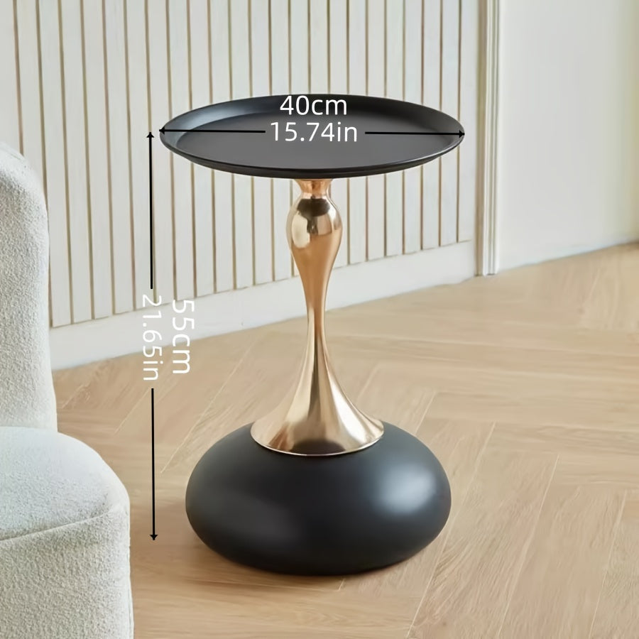 Glam Style Round Metal Side Table Unfinished Finish Portable Living Room End Table