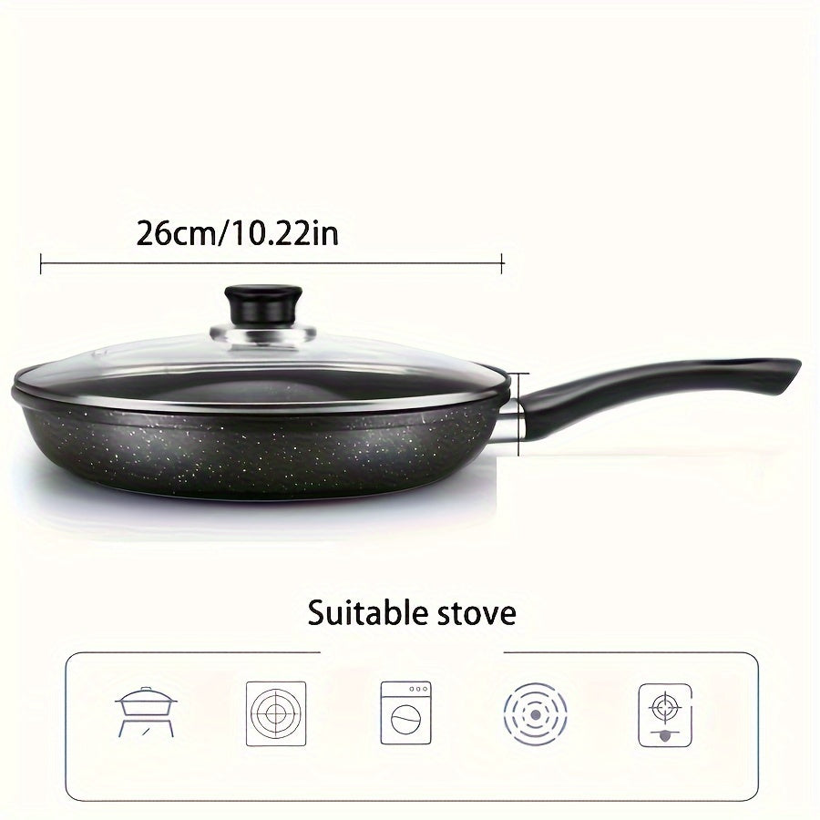 Cast Iron Skillet Set with Non-Stick Coating Lid and Spatula for Cooking
