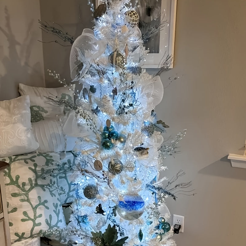 18 decoraciones navideñas azul claro con copos de nieve de acrílico, carámbanos y colgantes de cristal para adornos de árbol navideño