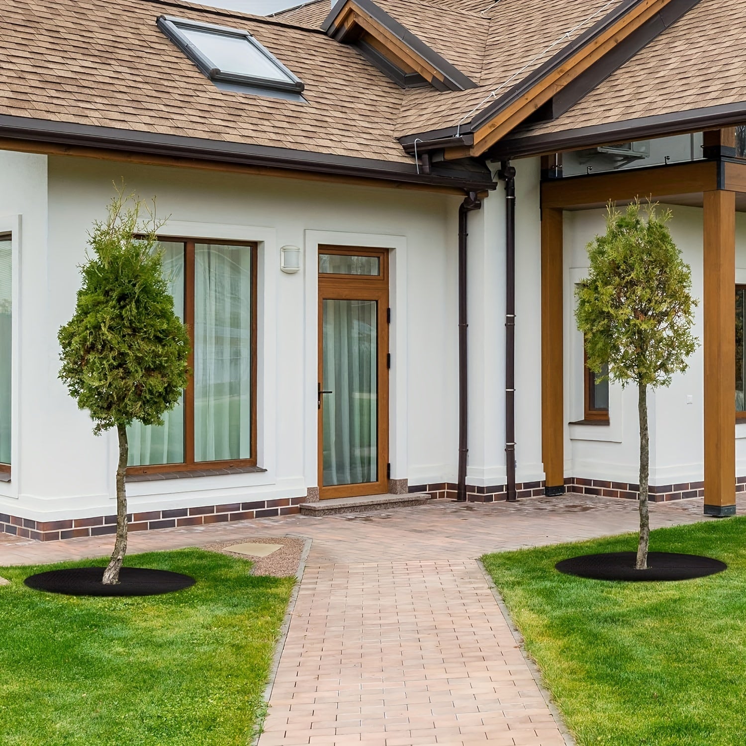 Non-Woven Tree Mulch Rings 16.5 Inch Black Weed Barrier Protect Trees Set of 7