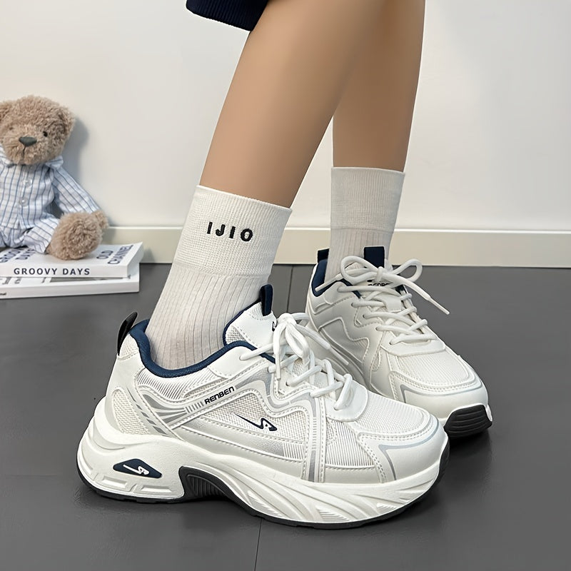 Zapatillas de malla a rayas para mujer con plataforma gruesa y suela de PVC