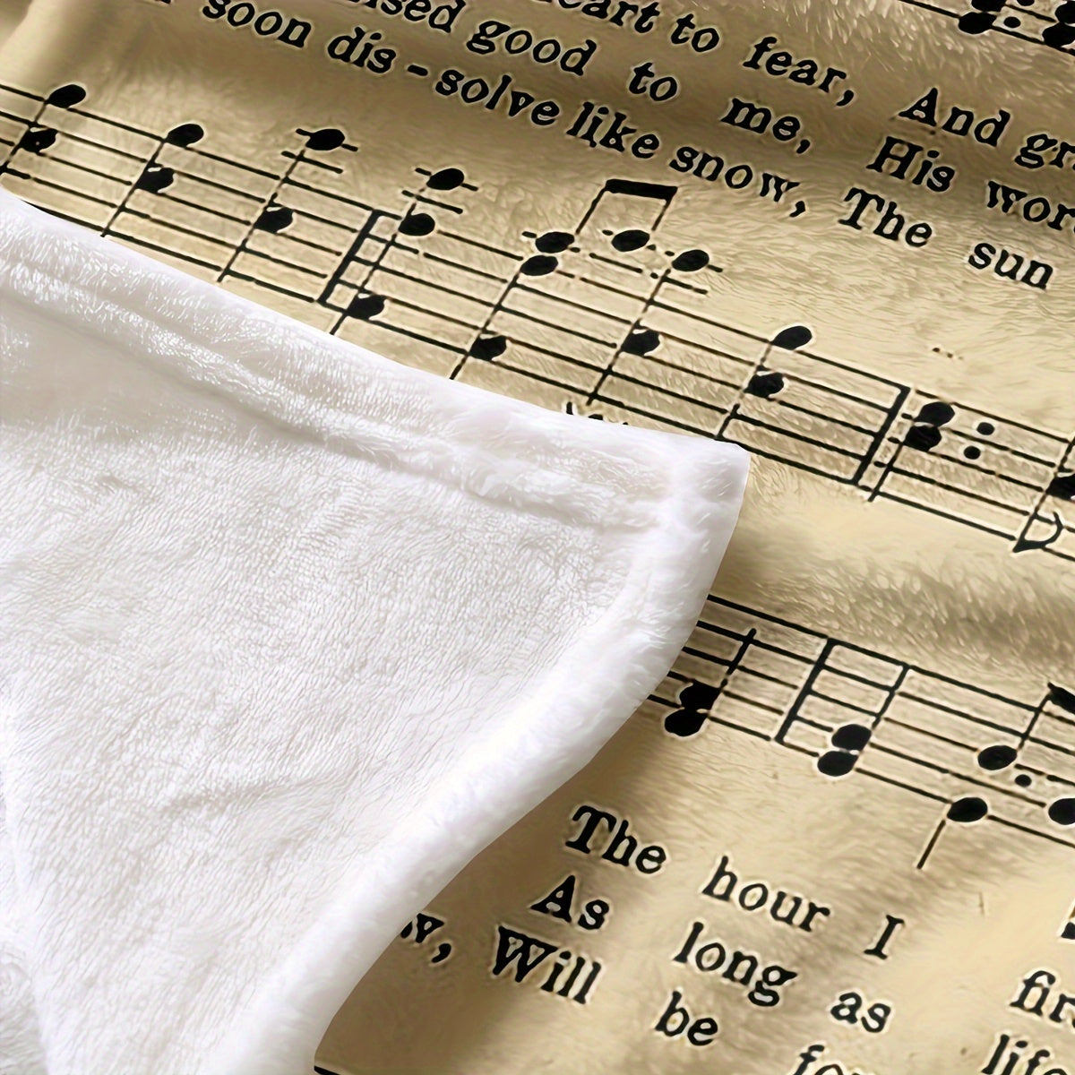 Warm Flannel Printed Blanket with Piano Sheet Music Design for Sofa Bed Camping and Travel