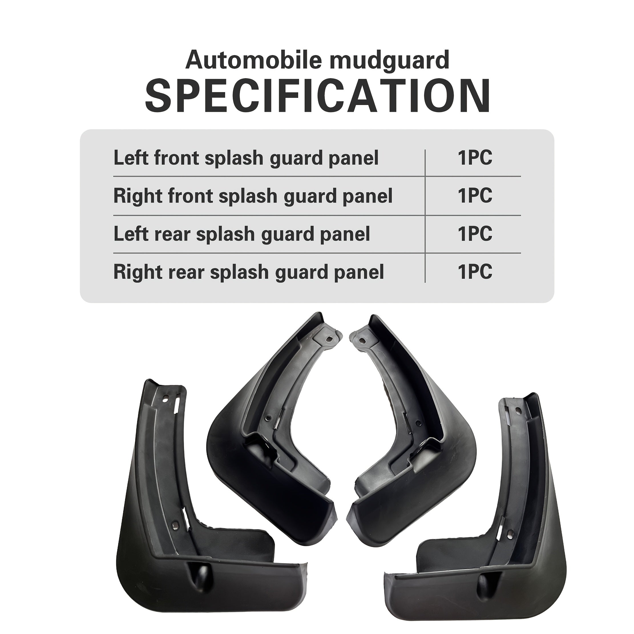 Car Mudguards 4-Pack for SUV Front and Rear Plastic Fenders