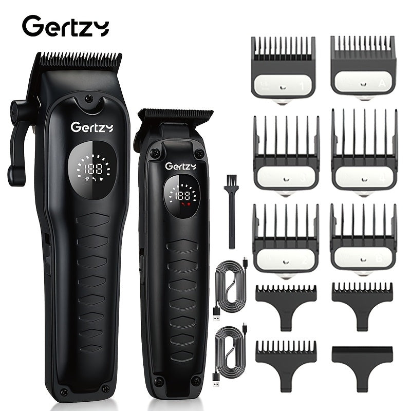 Electric Hair Clipper Set with USB Rechargeable Lithium Battery and Digital Display for Men and Barbers