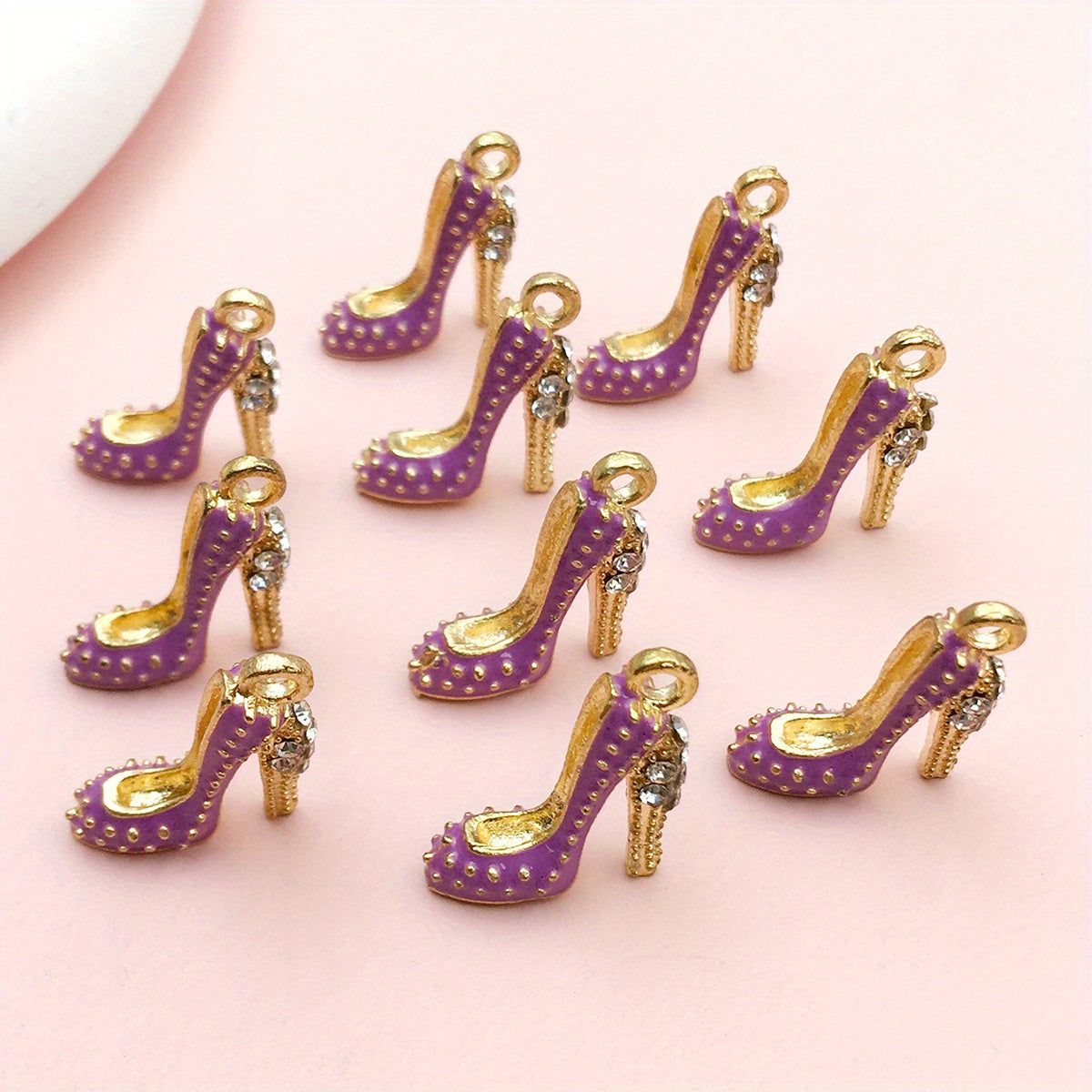 Pack of 10 Alloy Enamel High Heel Shoe Charms for Jewelry Making 18x14mm in 4 Colors