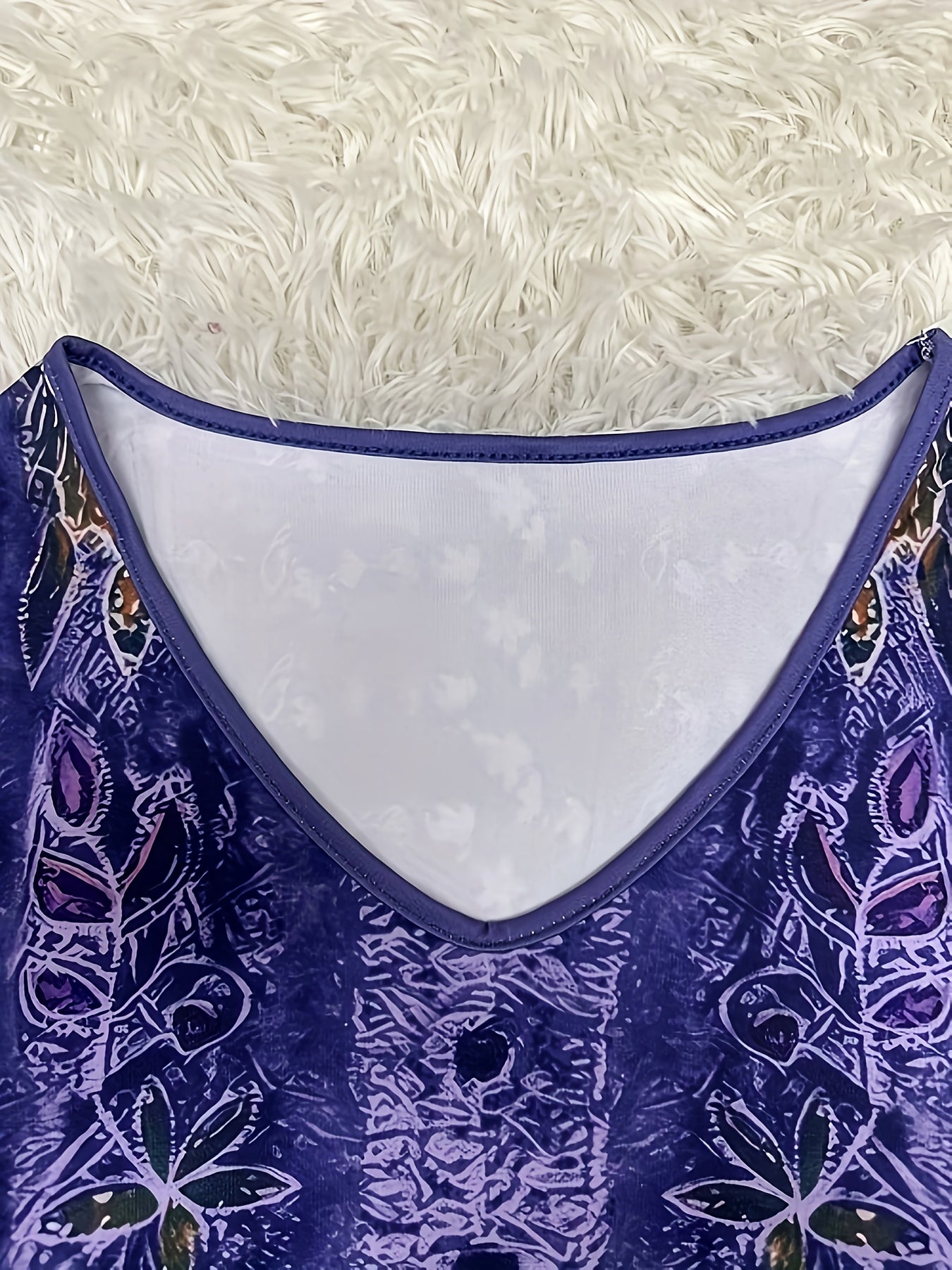 Women's Boho Chic V-Neck Tunic Top Long Sleeve Floral Print Plus Size