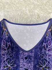 Women's Boho Chic V-Neck Tunic Top Long Sleeve Floral Print Plus Size