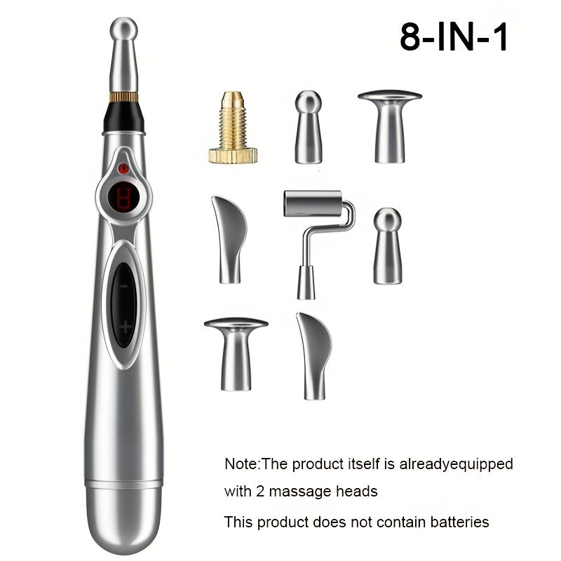 Electric Massage Pen with 9 Modes Digital Display Interchangeable Heads for Back Waist Legs