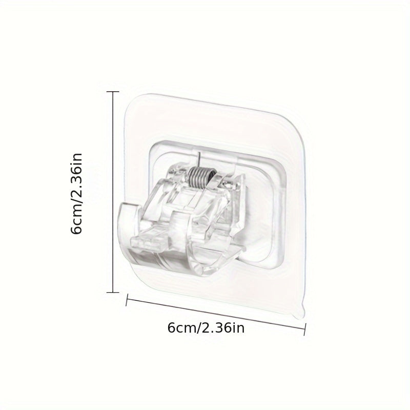 Set of 8 Clear No-Drill Curtain Rod Holders Self-Adhesive Adjustable Hooks