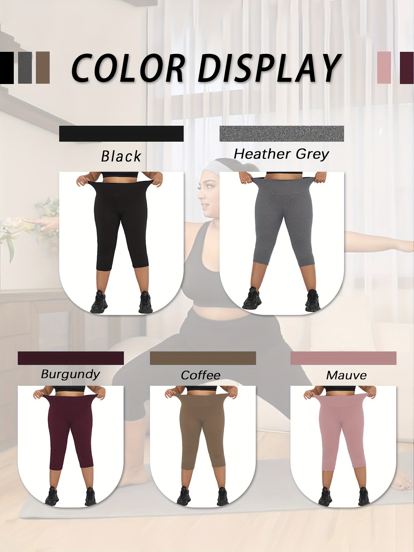 Plus Size Women’s Leggings High Waisted Tummy Control Yoga Capri Workout