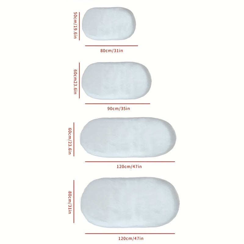 Long Plush Washable Oval Faux Sheepskin Rug for Bedroom Bedside Indoor Use