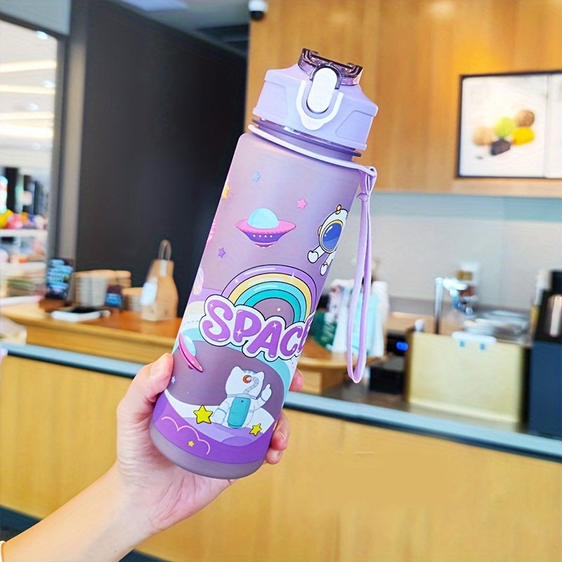 Space-Themed Astronaut Water Bottle with Straw Lightweight PVC-Free for Outdoor and Back-to-School