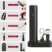 Foil kesuvchi bilan elektr sharob ochgich to'plami - Partiyalar va sharob ixlosmandlari uchun ideal - Ajoyib oshxona sovg'asi.