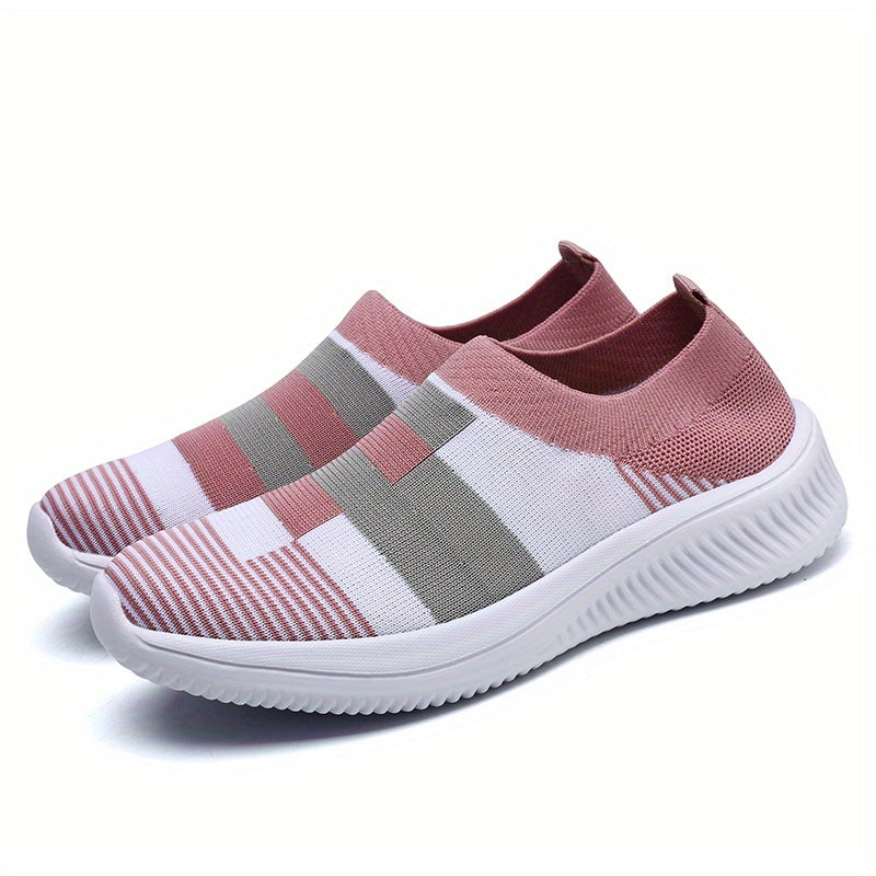Women's Colorblock Slip-On Sneakers, Breathable Casual Walking Shoes