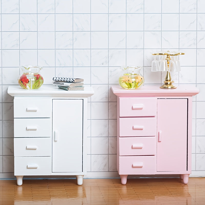 Tiny Wooden Bedside Table with Drawers for Dollhouses and Desktops