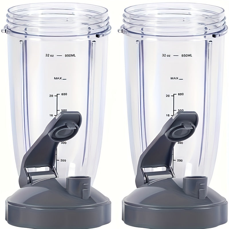 Smoothie va sharbatlar uchun 32oz shaffof plastmassa blender stakani, flip-top qopqog' bilan