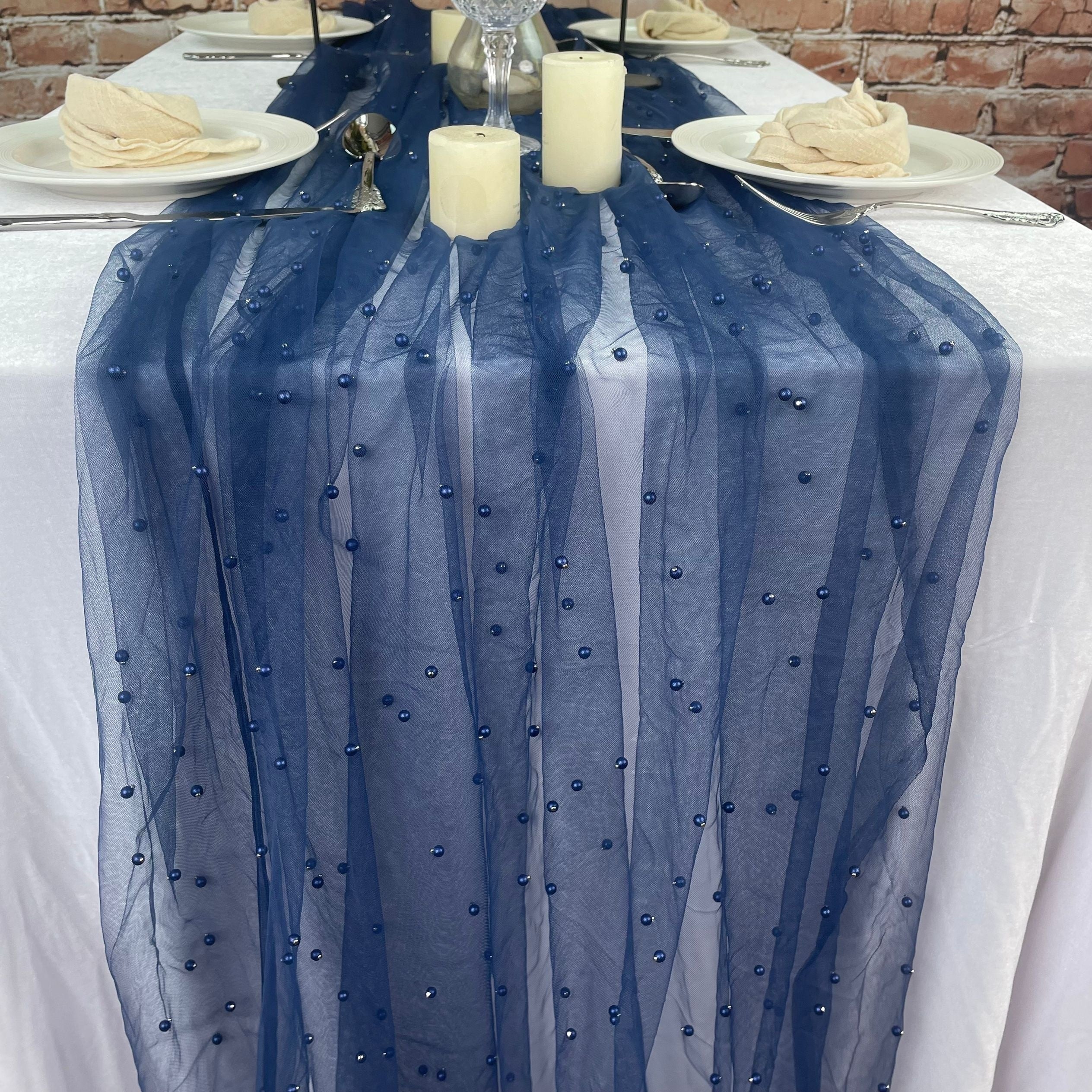 Mesh Chiffon Table Runner 32x78 Inches for Weddings Parties Events