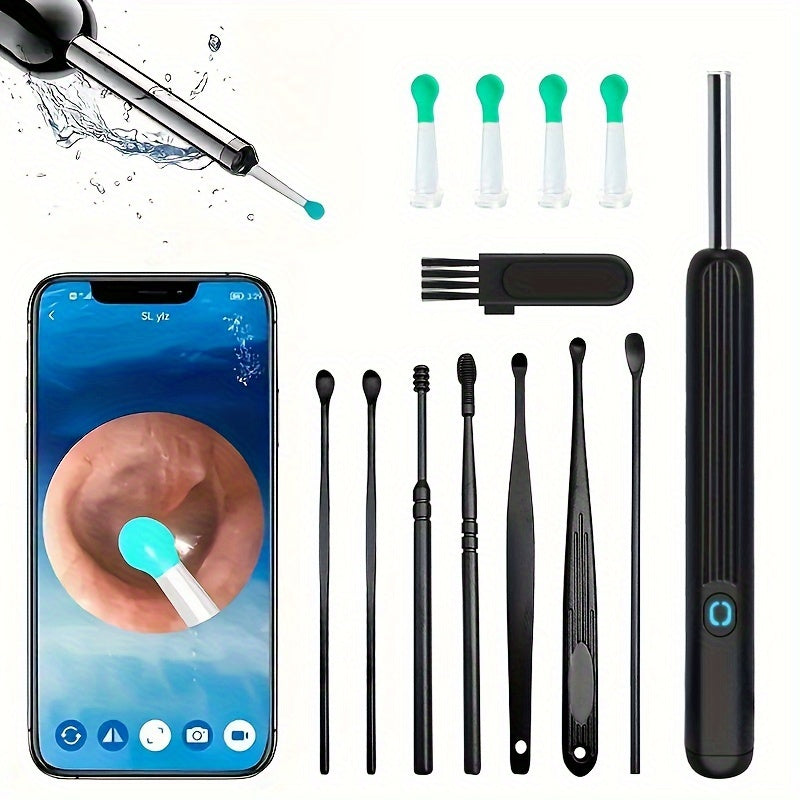Ear Cleaning Kit with Camera and 12 Tools Rechargeable Low Voltage for Professional and Home Use