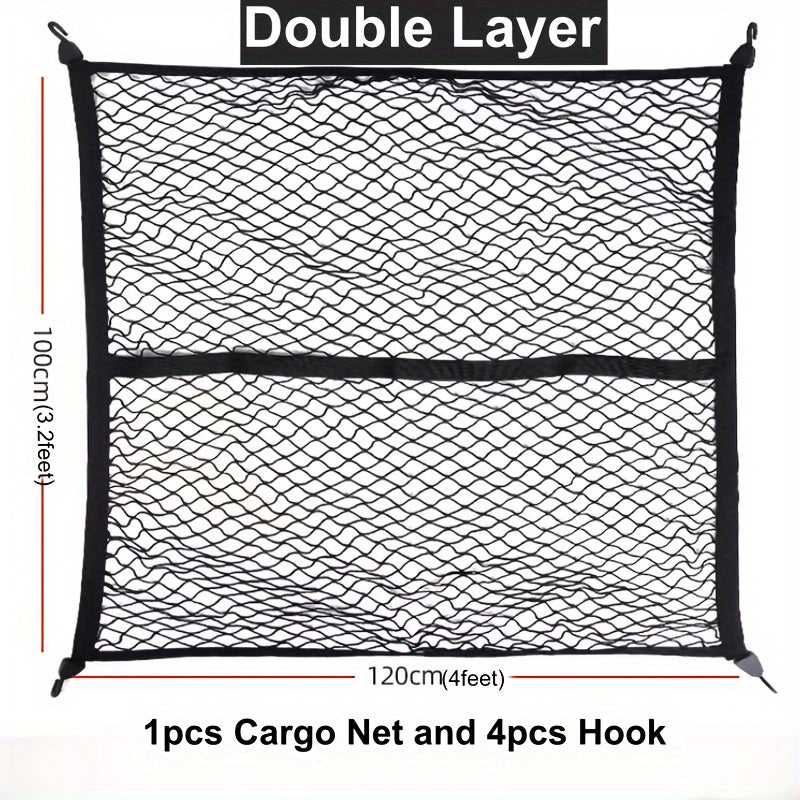 Universal Heavy Duty Elastic Cargo Net for Trucks SUVs Trailers 3.3x4 to 5.8x7