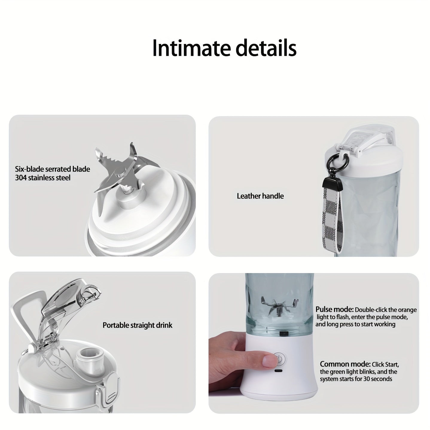 Портативный блендер 20oz ручной соковыжималка USB перезаряжаемый аккумулятор 2000мАч с нескользящей основой