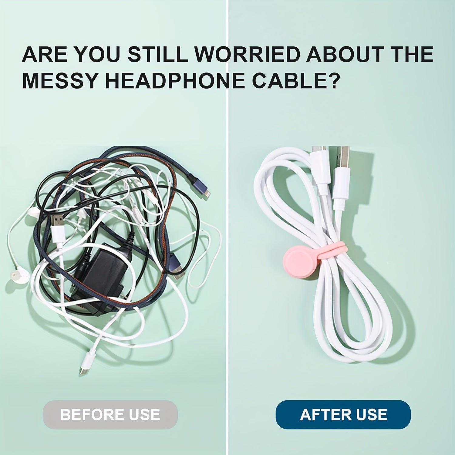 Bridas magnéticas para gestión y organización de cables, llaveros, organizador de escritorio