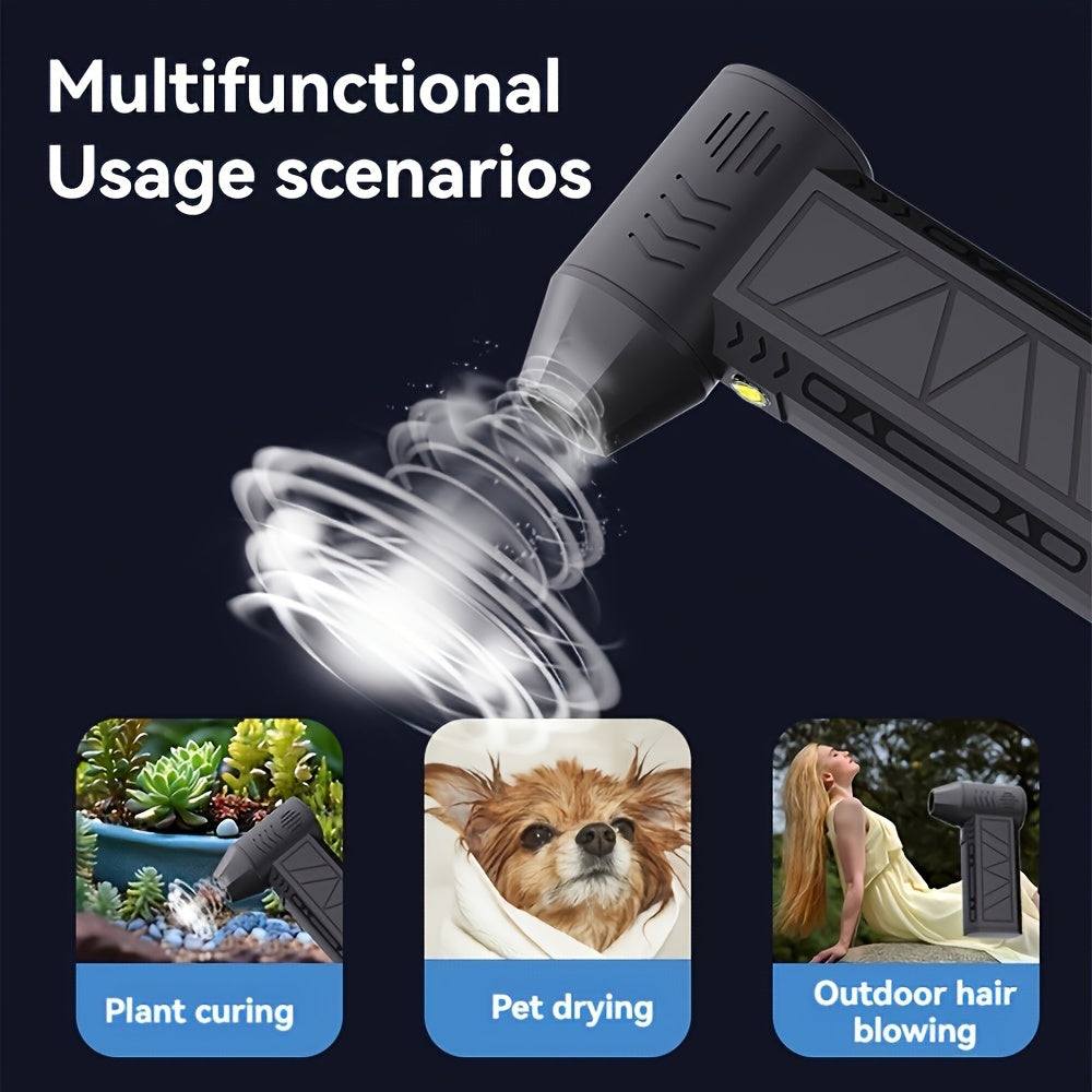 130,000 RPM Handheld Fan USB Rechargeable Portable Dust Snow Blow Pet Hair Dryer Inflator