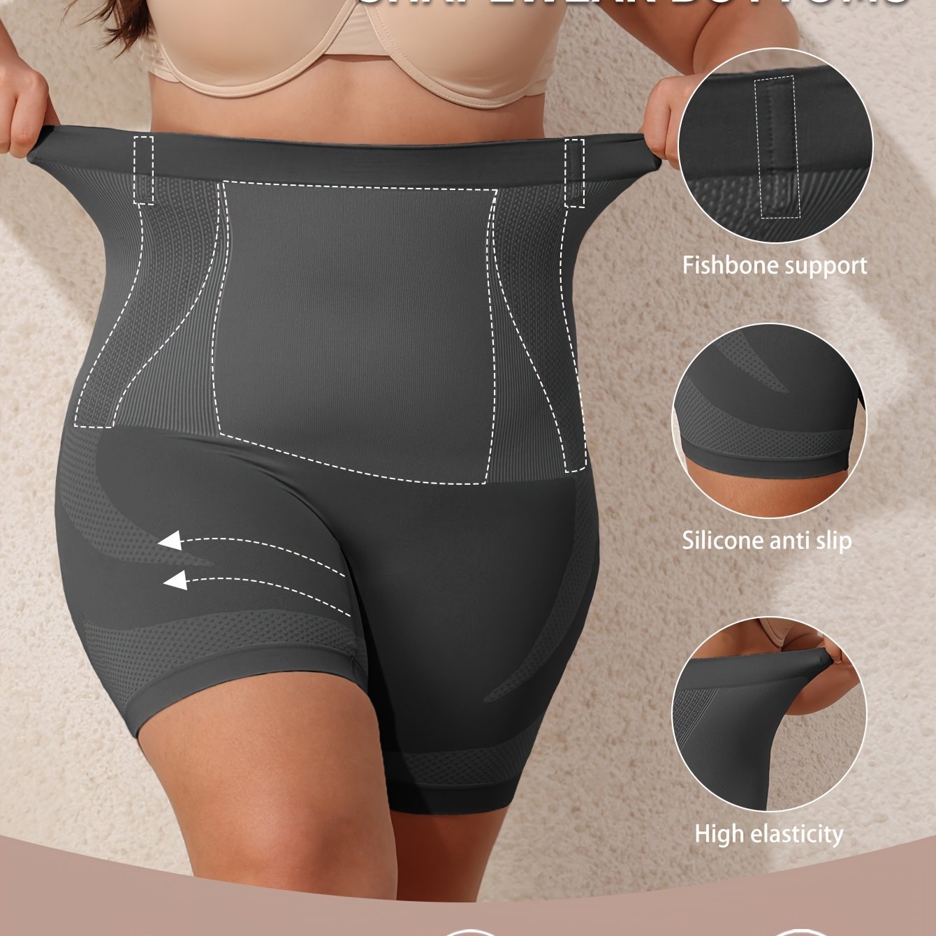 Plus Size High-Waisted Yoga Shorts for Women Tummy Control Seamless Shapewear