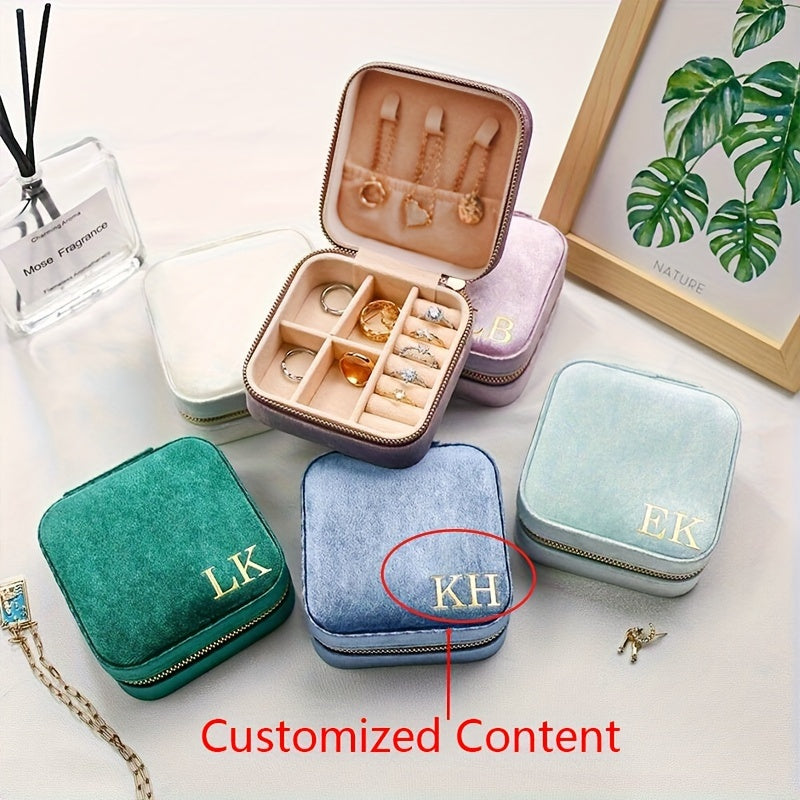 Индивидуальный тканевый дорожный ювелирный ящик с гравировкой на заказ о цветке рождения для подружек невесты или подарка на день рождения