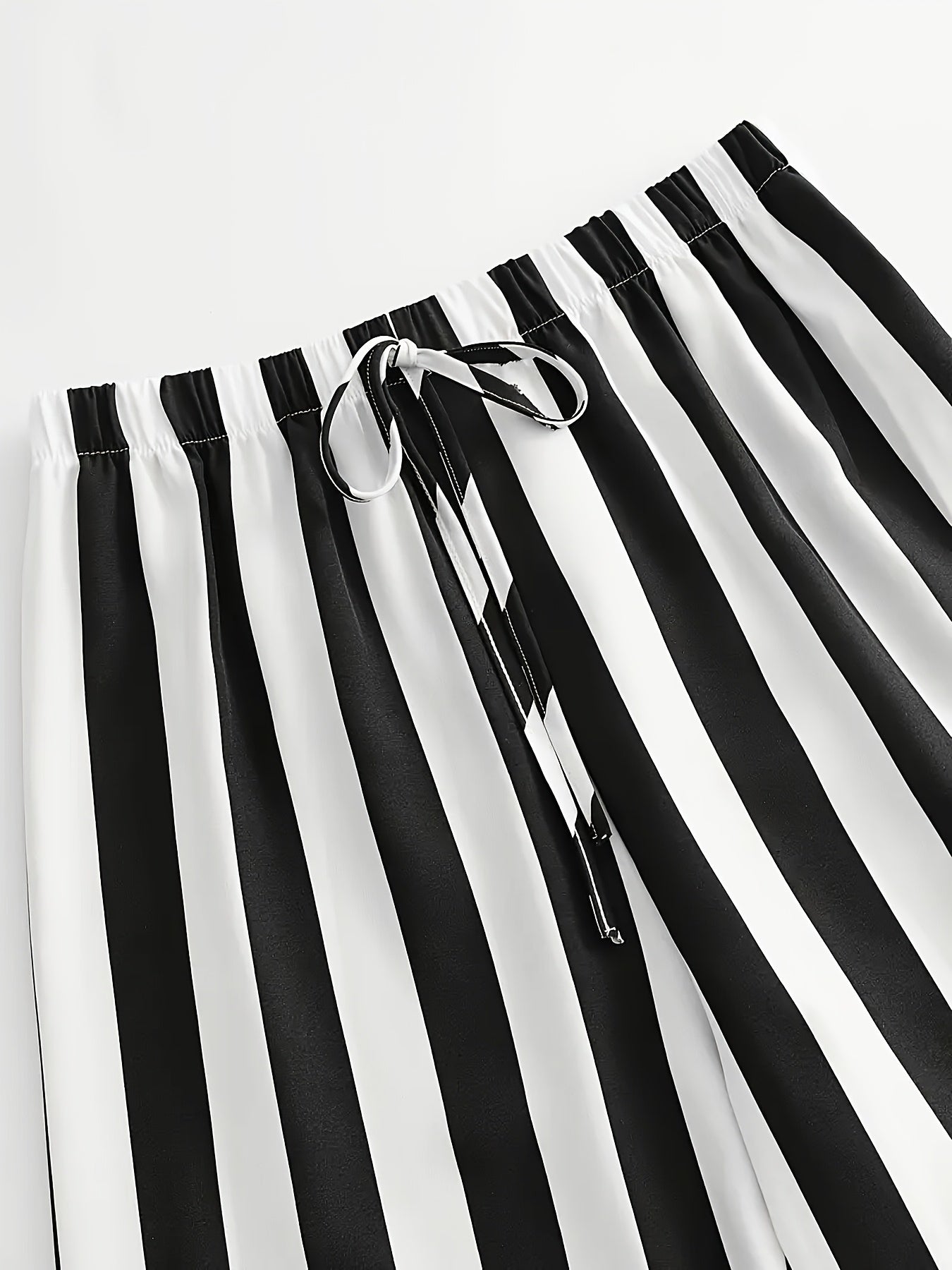 Women's Black White Striped Lightweight Casual Shorts for Summer