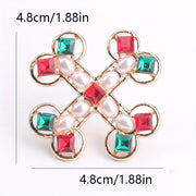 Women's Retro Baroque Cross Brooch Rhinestone Irregular Shape Jewelry