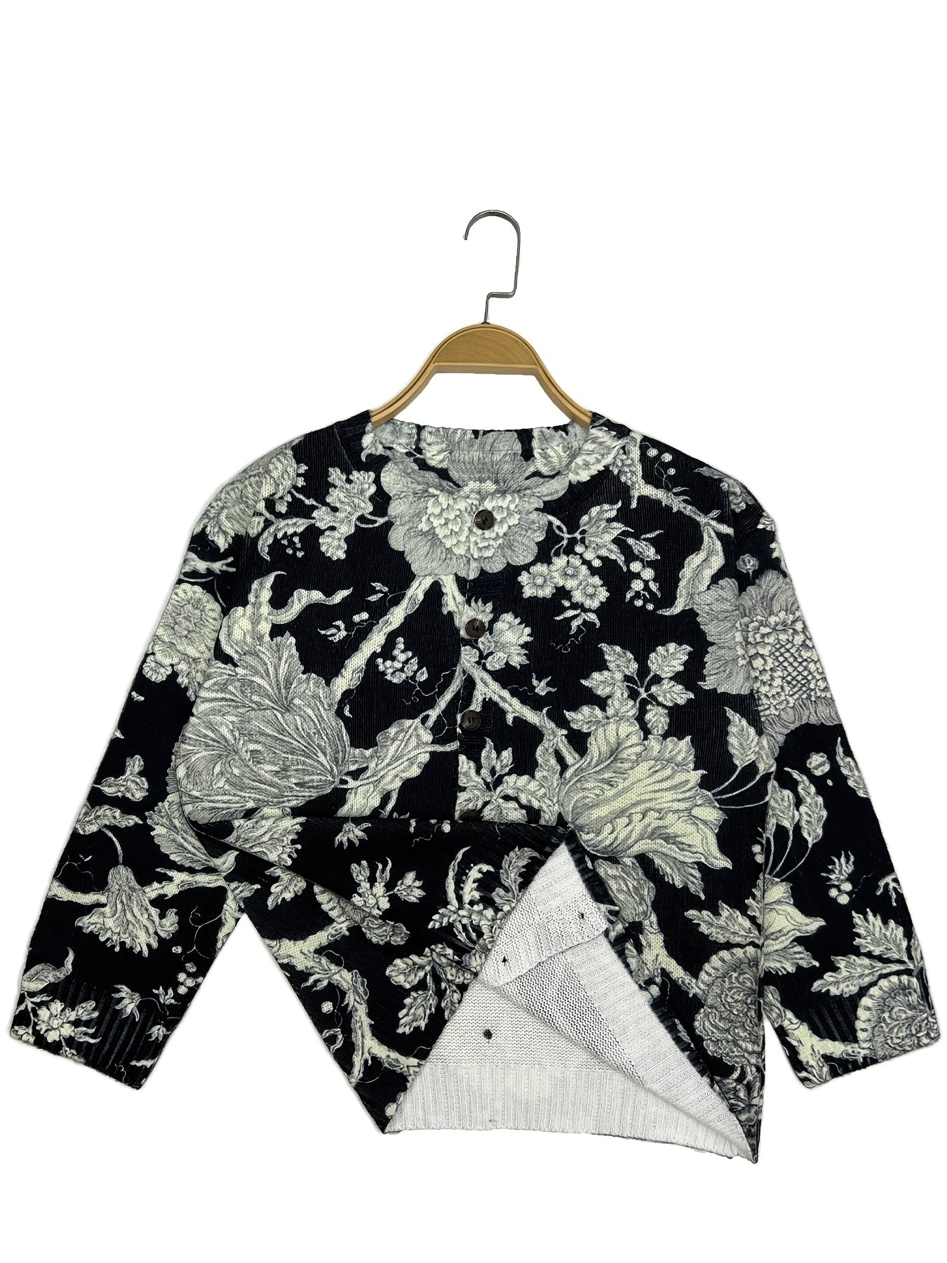 Plus Size Women's Long Sleeve Floral Cardigan Casual Oversized Spring Fall