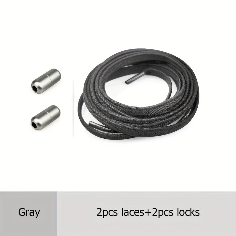 Elastic Shoelaces for Adults and Youths, Metal Caps, No Tying Needed