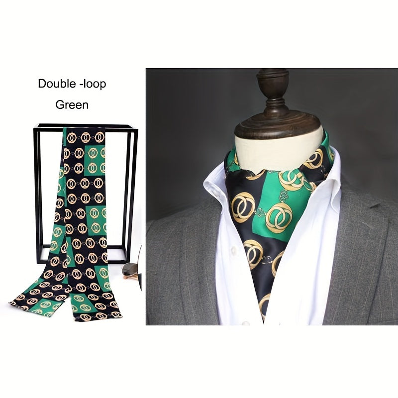 Men's Vintage Twill Scarf with Printed Double Layer for Business and Casual Wear