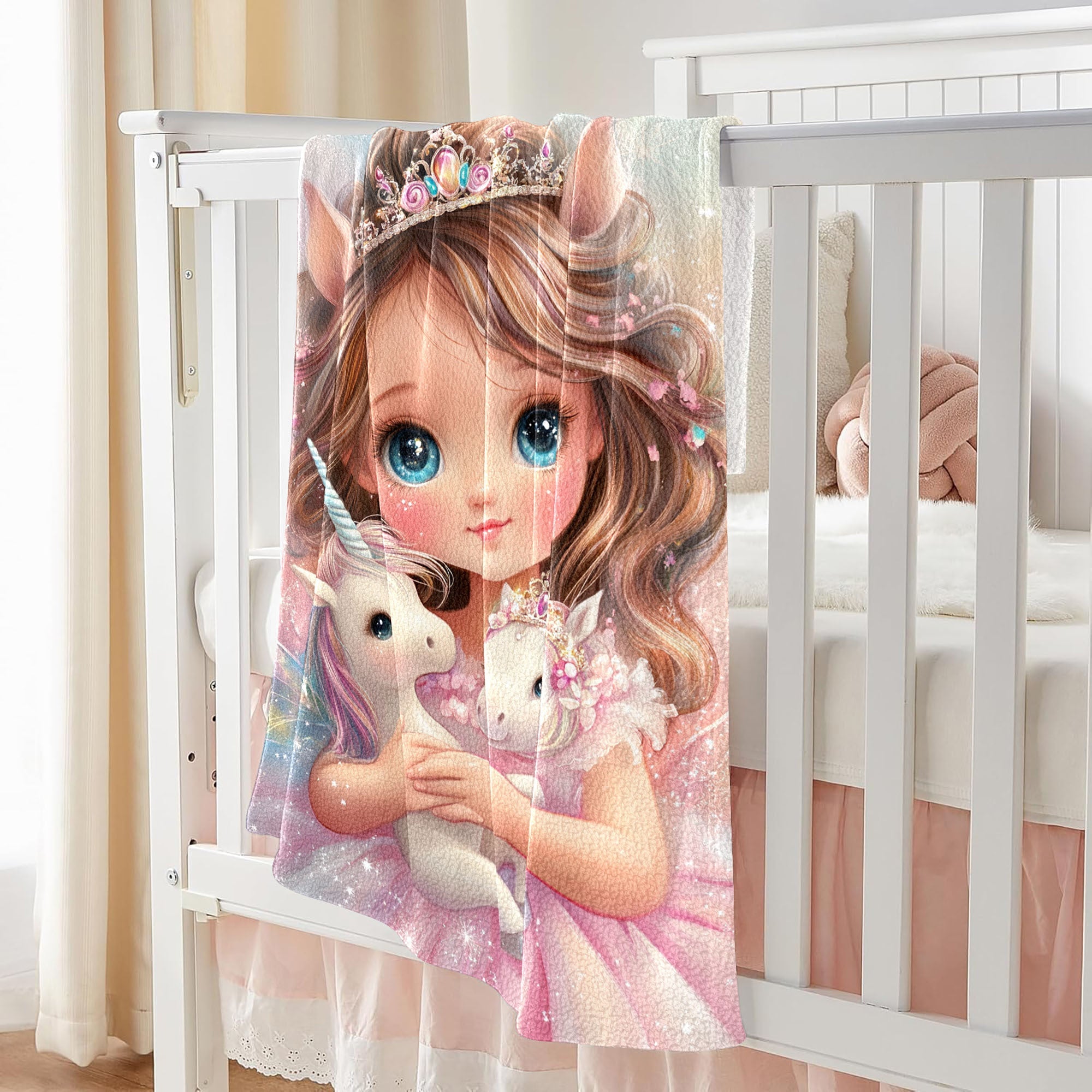 Enchanted Girl va Unicorns bosma bilan flanel yostiq bilan qoplangan yostiq, barcha mavsumlar uchun gipoallergik yotoq to'shagi, yotoq, divan, tabiatda yurish uchun