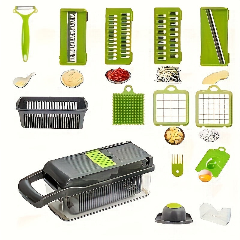 16/22 Combination Kitchen Vegetable Knife Set with 8 Stainless Steel Blades and Food Safe Containers