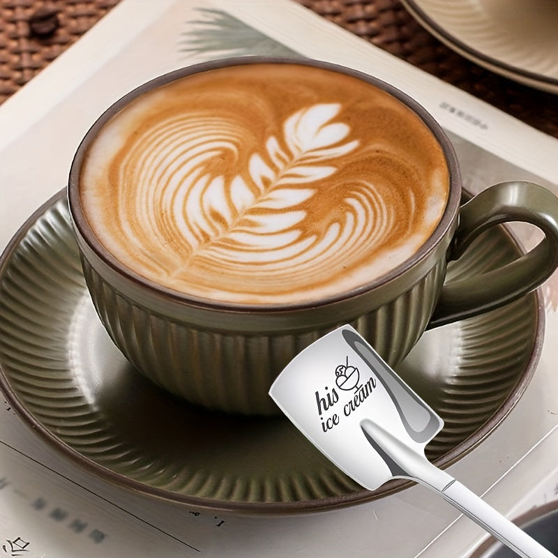 2 ta juft qahva qoshiq to'plami - UNING va UNING muzqaymoq qahva qoshiqchalari shaxsiylashtirilgan yozuv bilan - zanglamas po'latdan