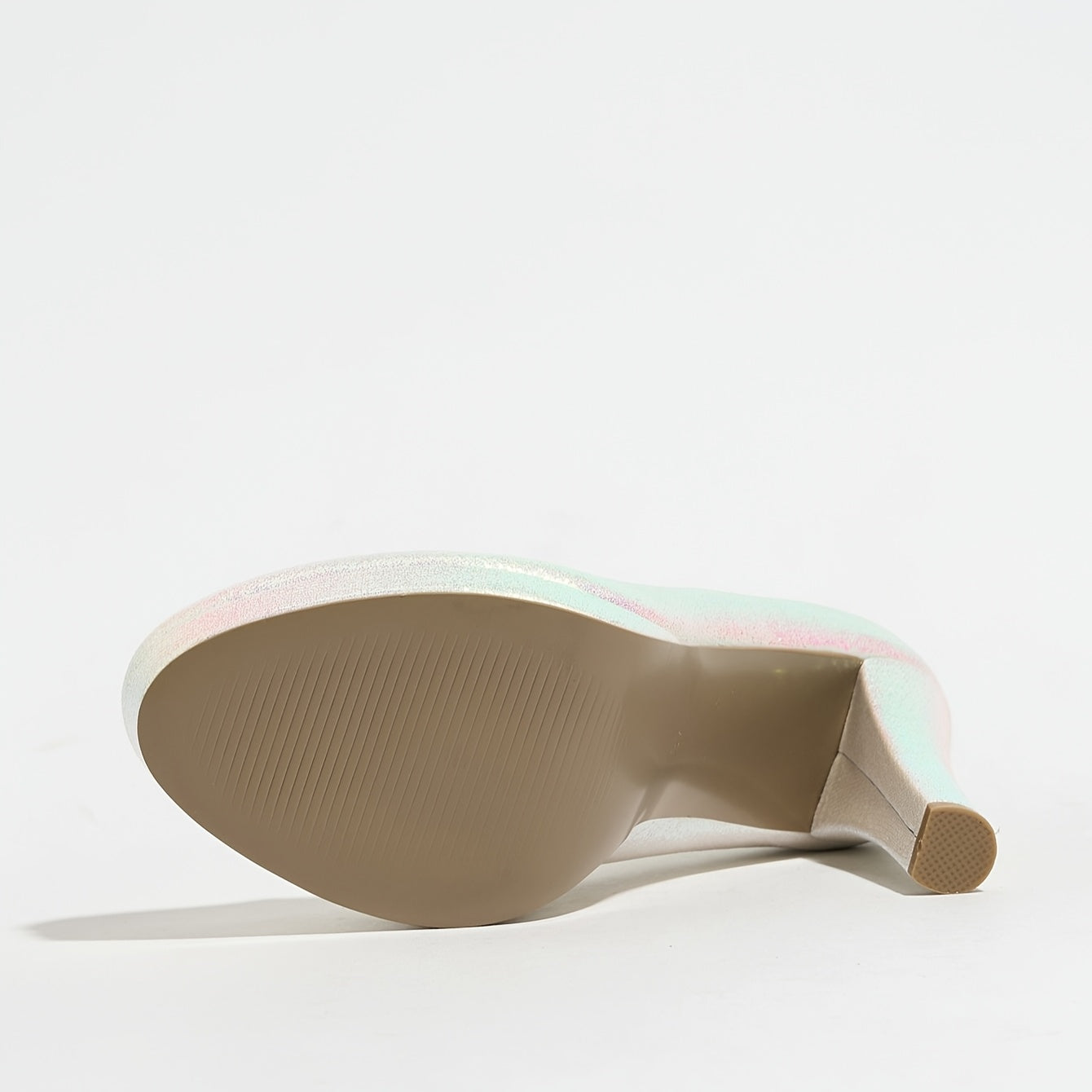 Women's Sparkly High Heels Thick Sole Round Toe All-Season Chunky Pumps