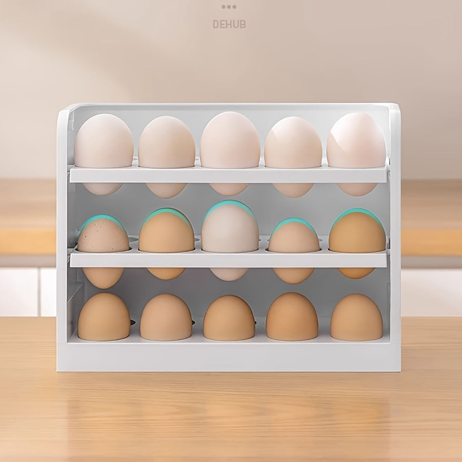 Large Capacity Plastic Egg Organizer for Refrigerator, 30 Egg Storage Box