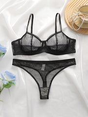 Women's French-Style Lace Lingerie with Ultra-Thin Fabric and Underwire Support