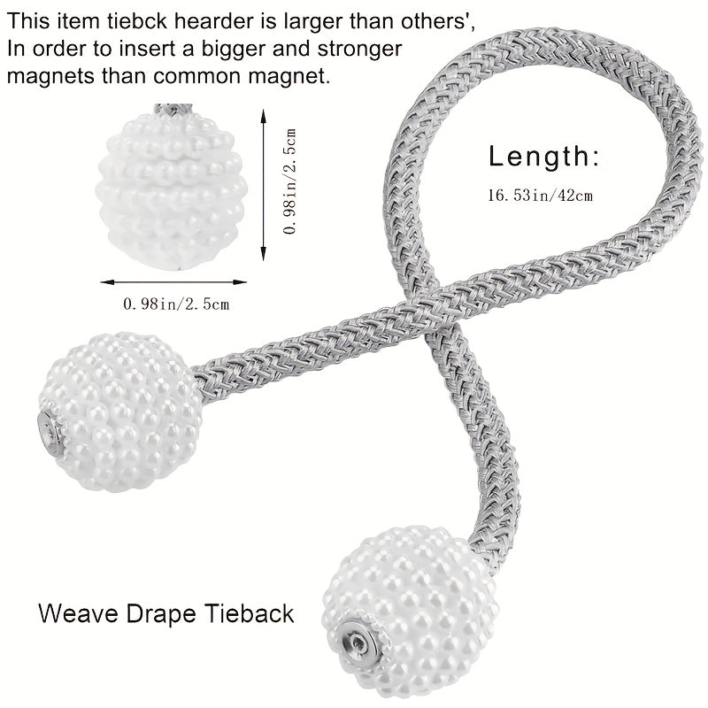 Set of 2 Gray Polyester Magnetic Curtain Tiebacks European Style Home Decor