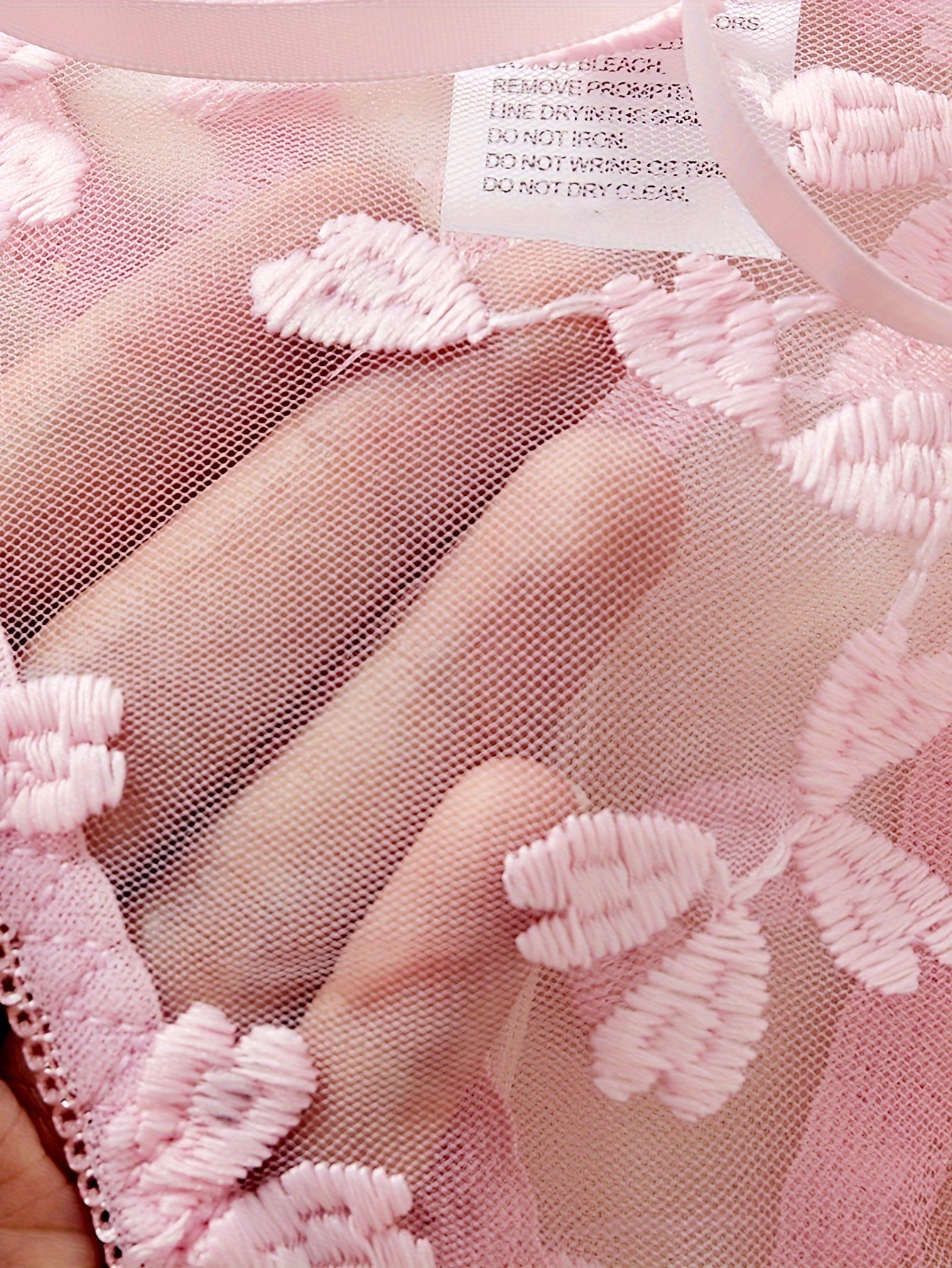 Women's Embroidered Mesh Two-Piece Set Heart Pattern Sexy Lingerie