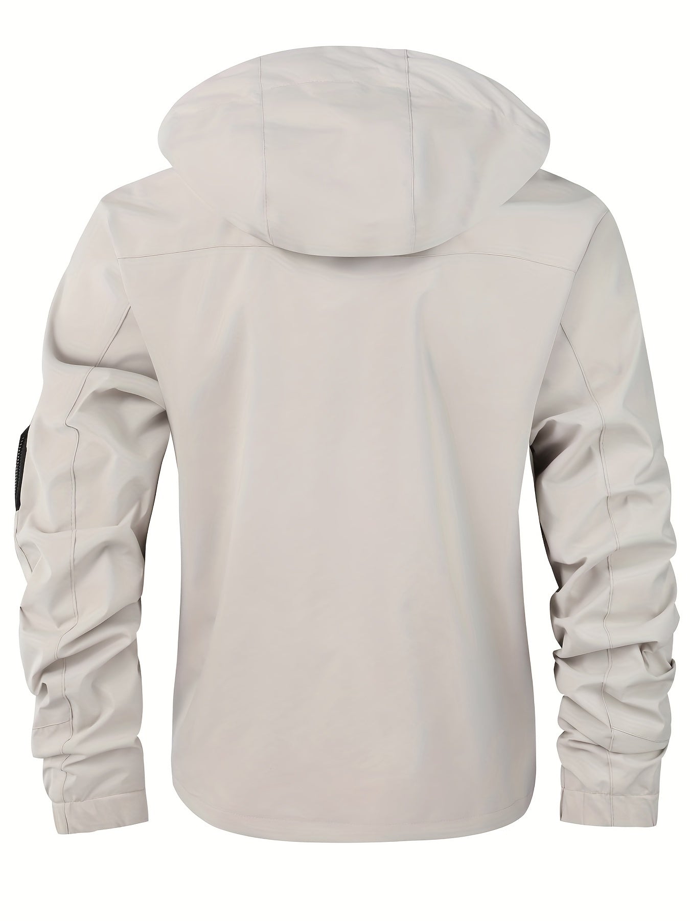 Chaqueta ligera casual de poliéster para hombre con múltiples bolsillos y capucha con cordón